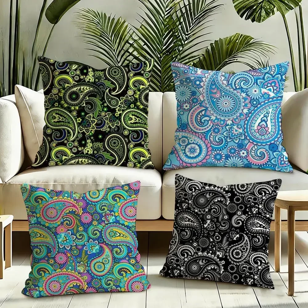 Vibrant Bohemian Throw Pillow Covers Set for Sofa Couch Decor Moroccan Pattern Cushion Case18x18 inch