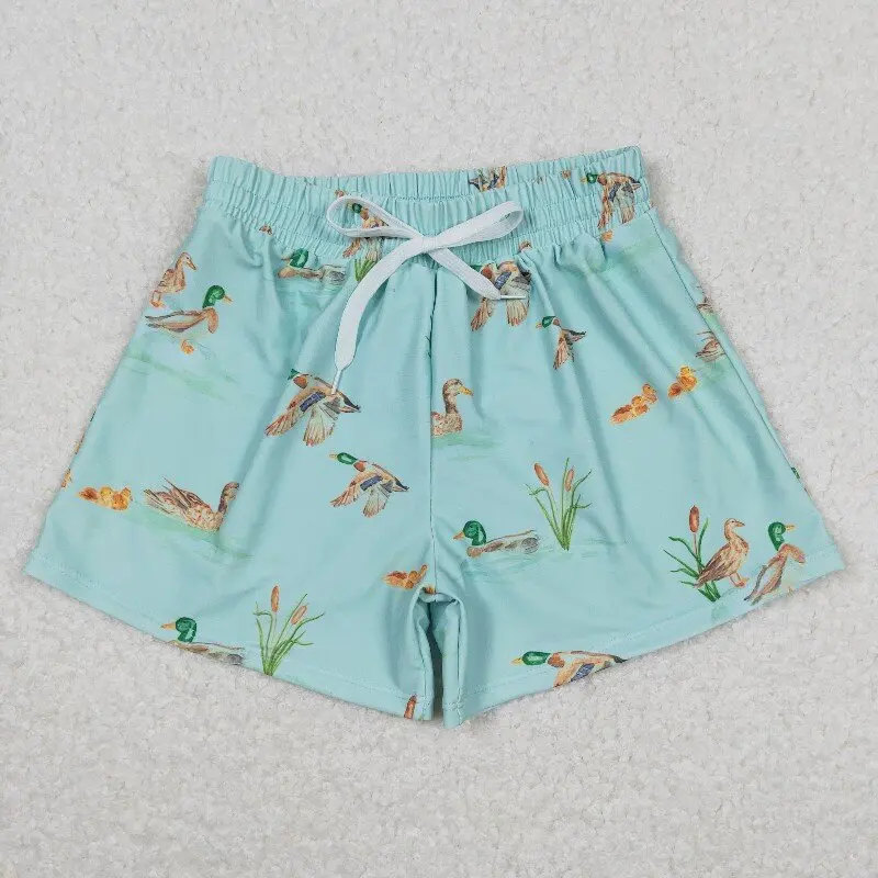 3.3 yan New rts baby summer boys beach shorts wholesale boutique duck light green boys swimming trunks