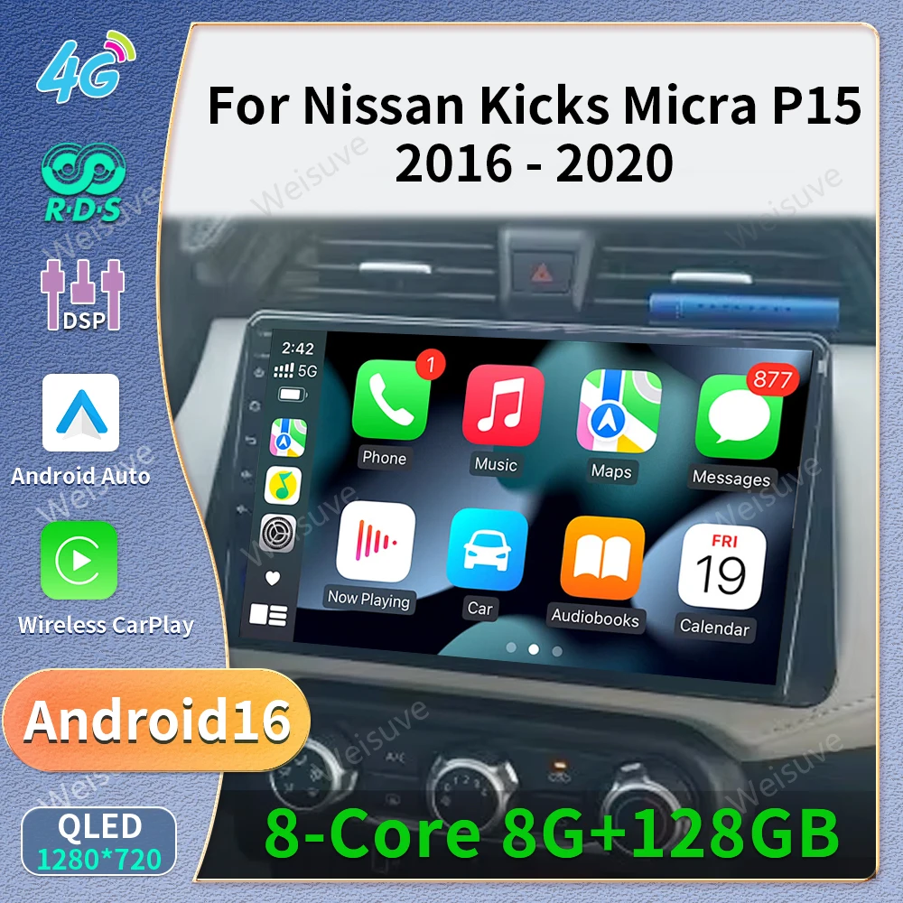 Smart Car Systems For Nissan Kicks Micra P15 2017-2021 Car Screen Radio Multimedia Android 14 Auto Navigation CarPlay Wireless