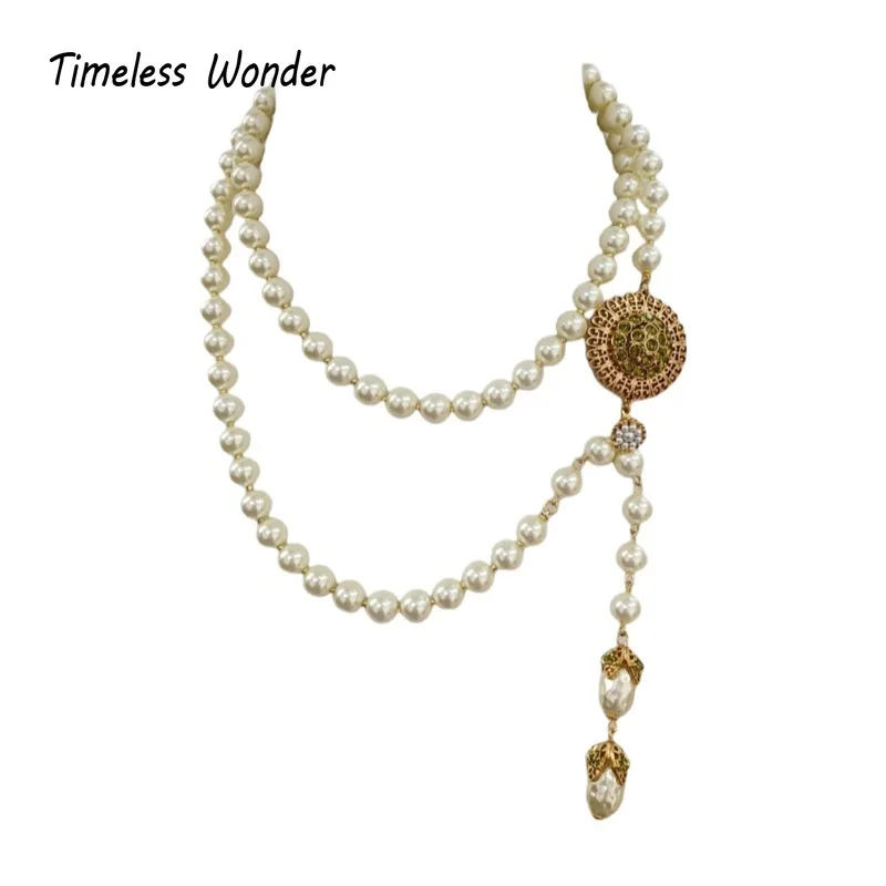 

Timeless Wonder Fancy Zircon Glass Beaded Floral Necklace for Women Designer Jewelry Goth Runway Luxury Rare Top Sweet 4524