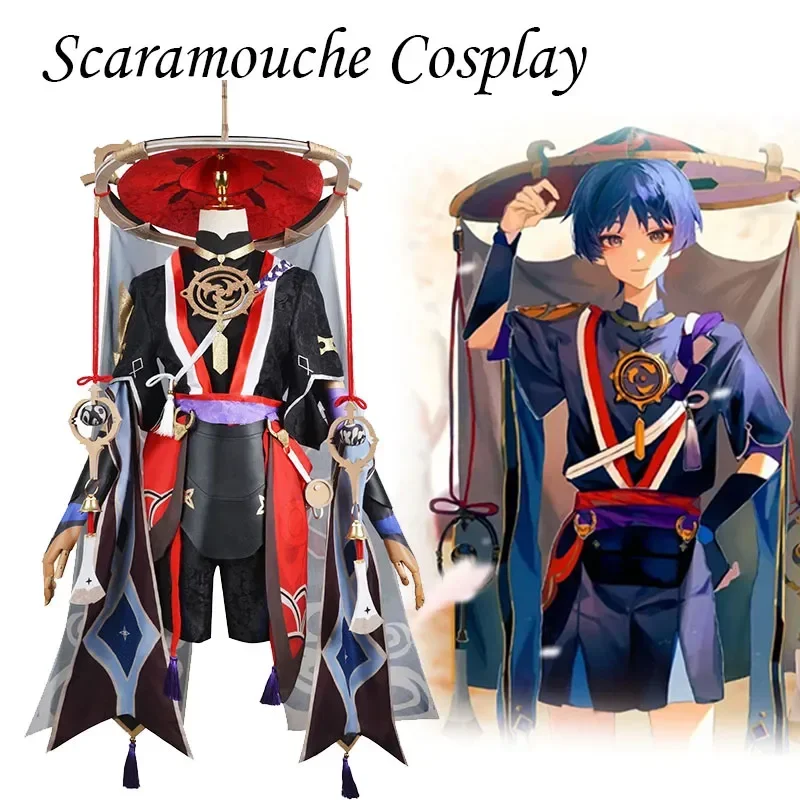 

Game Anime Genshin Impact Scaramouche Cosplay Wanderer Carnival Halloween Party Hat Shoes Wig Set Kunikuzushi Cosplay Balladeer