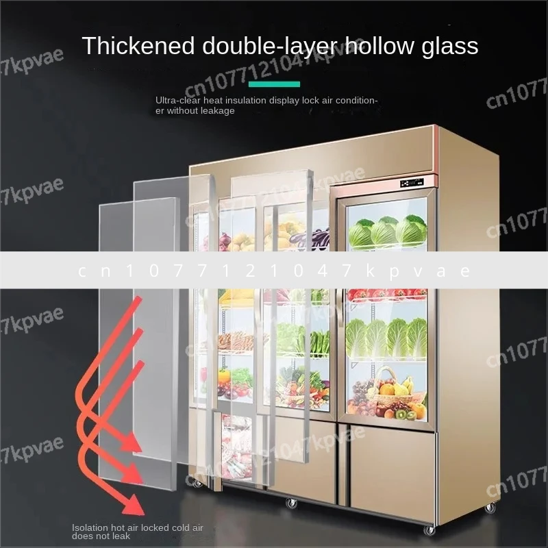 Commercial Deep Fried Barbecue Hairy Vegetable Vertical Three Door Refrigerated Cabinet, Fresh-keeping Cabinet, Display Cabinet