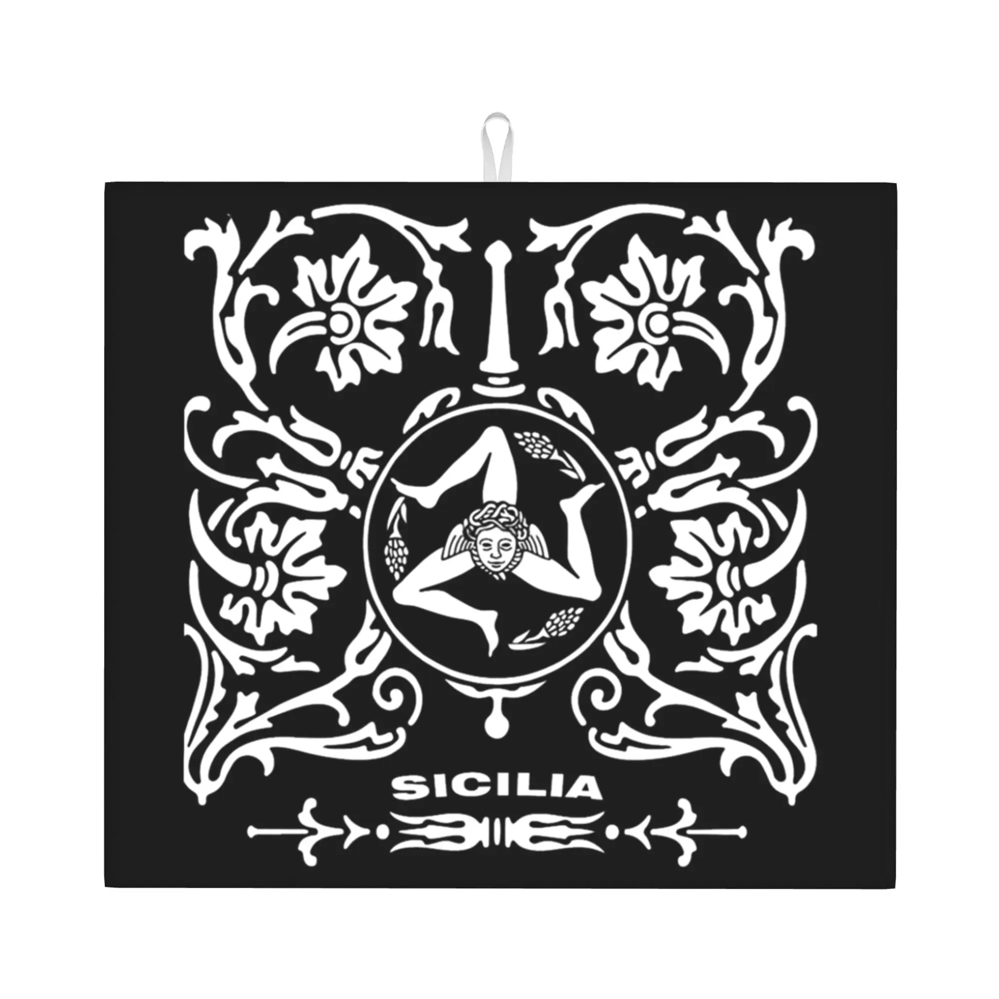Sicilia Sicily Love Trinacria Non‑Slip Waterproof Absorbent Barware Tableware Oil Proof Reusable Sicilian Pride Mat For Kitchen