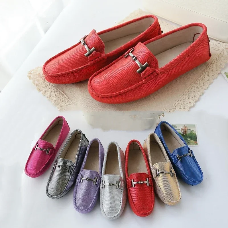 Fashion Women\'s Flat Shoes Breathable Soft Moccasins Genuine Leather Shoes Flats Casual Loafers slip on Lady Driving Shoes