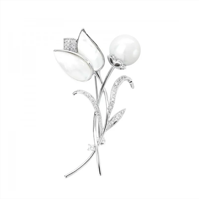 Rose Flower Brooches for Women Elegant Rhinestone Simulated Pearl Brooch Fashion Pin Lapel Pins Wedding Party Badge Jewelry Gift