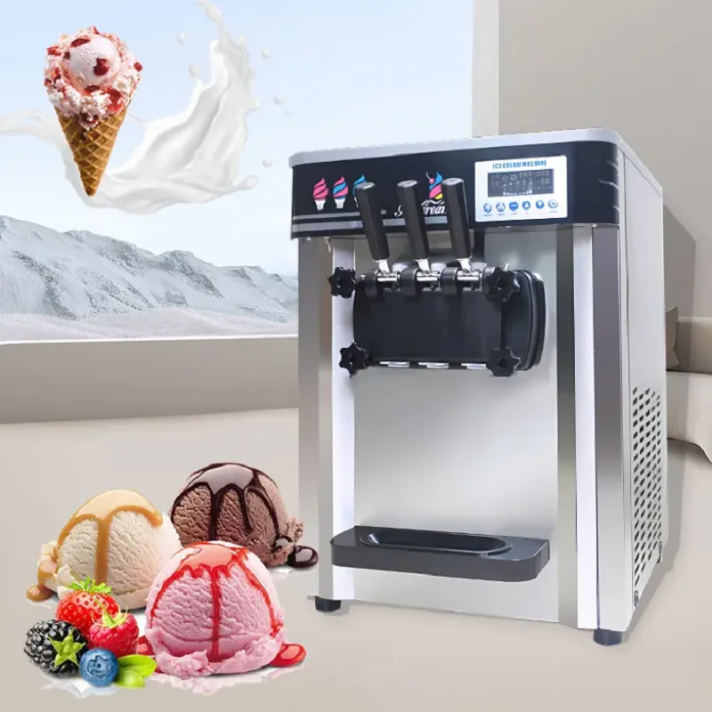 Desktop Soft Serve Ice Cream Maker For Small Business Ice Cream Freezer Machine CE Prove 3 Flavors Ice Cream Machine