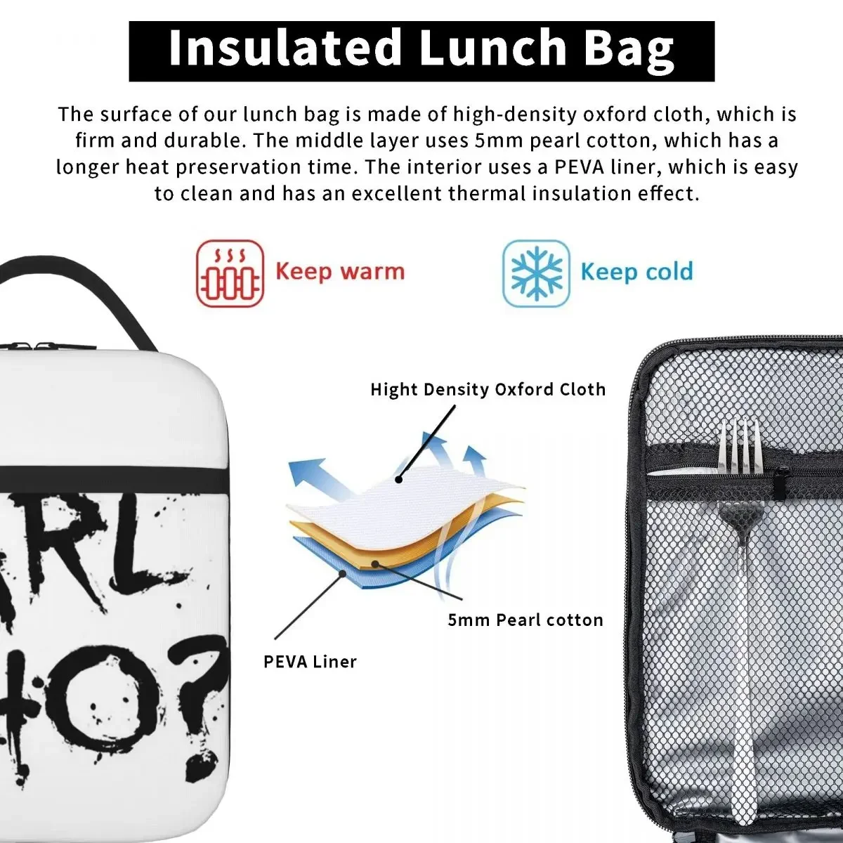 Karl Who Insulated Lunch Bags Resuable Picnic Bags Thermal Cooler Lunch Box Lunch Tote for Woman Work Kids School