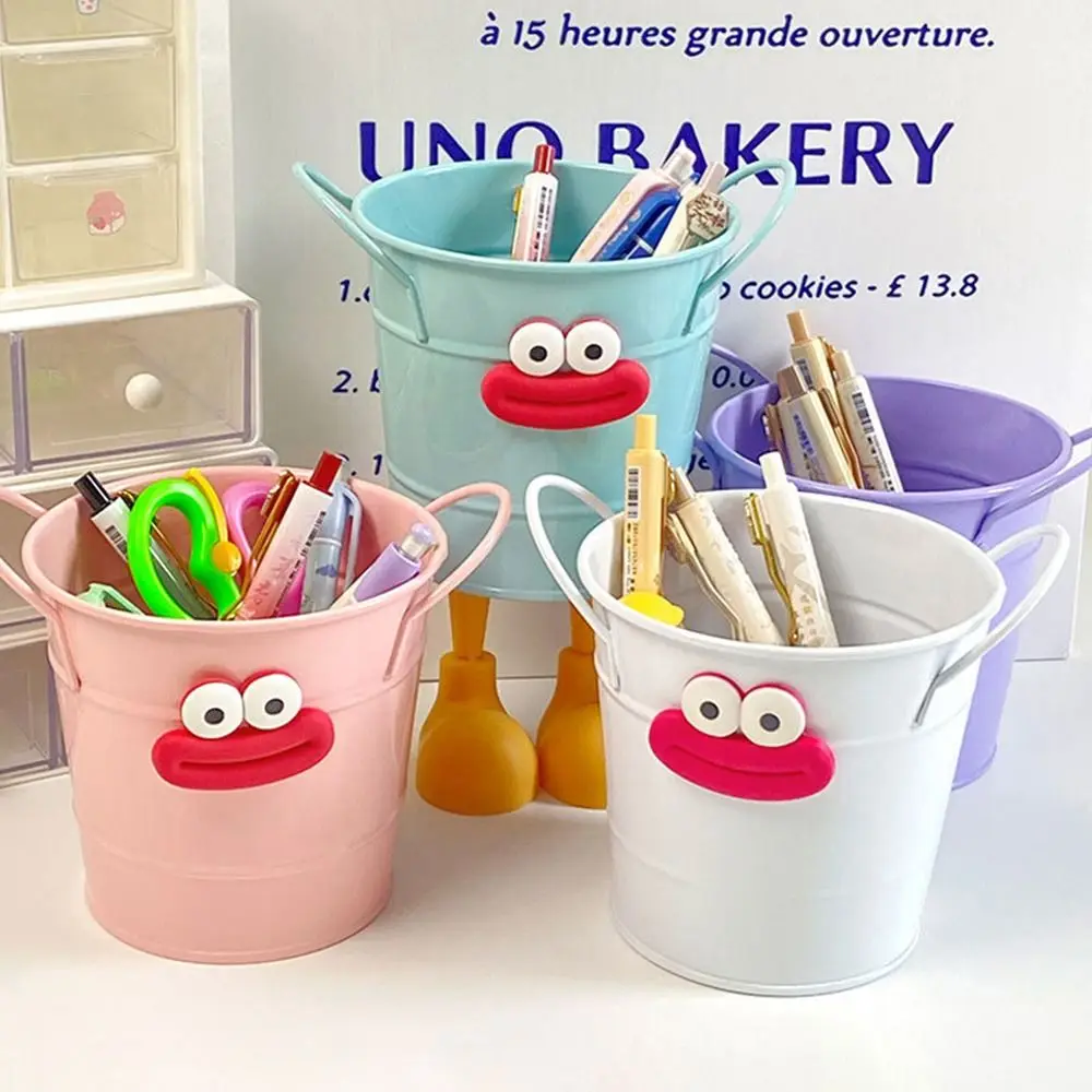 New Big Mouth Pencil Holder Cartoon DIY Pencil Case Round Large Capacity Pen Container Students Stationery