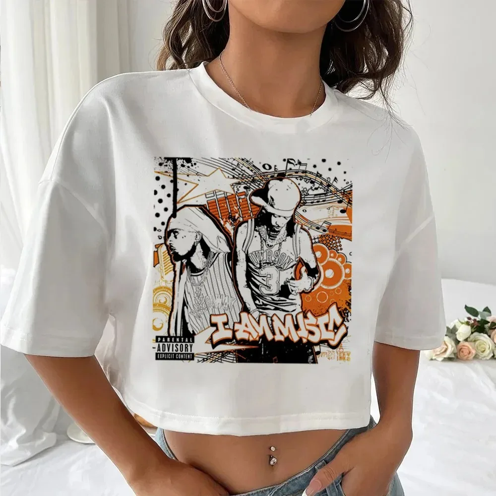 

Модная футболка I Am Music Merch с круглым вырезом, топы большого размера, женская футболка