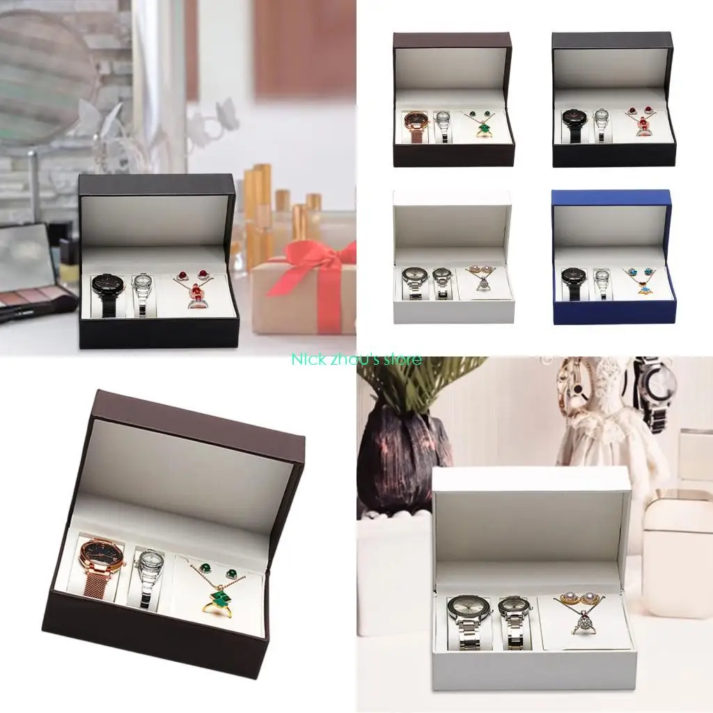 

E15E Многофункциональная шкатулка для драгоценностей из искусственной кожи с откидной застежкой, компактные органайзеры для