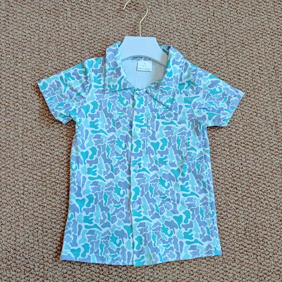 

9.2 Baby Boys Summer Tops Baby Boys Light Green Camo Western Button Shirts Top
