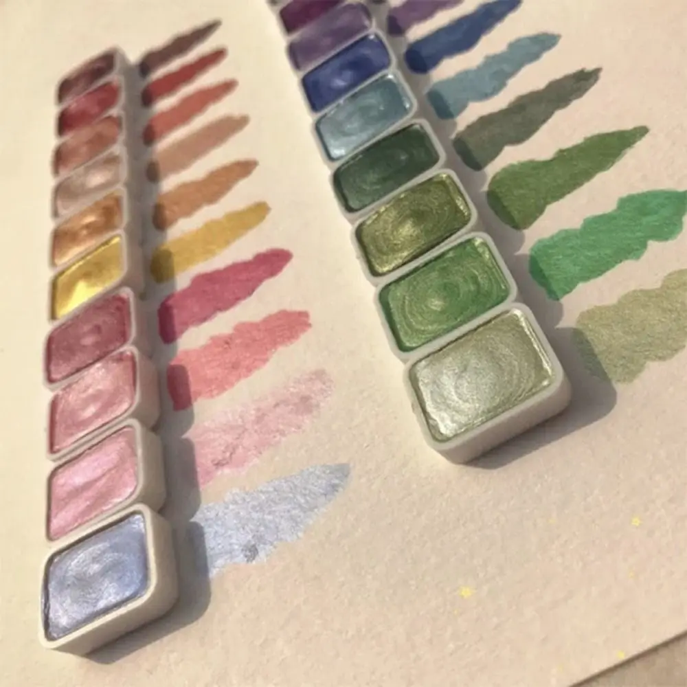 20/24/60Colors Watercolor Painting Pigments Set Flowers Decor Lightfastness Pearlescent Solid Watercolor Pigment Shine