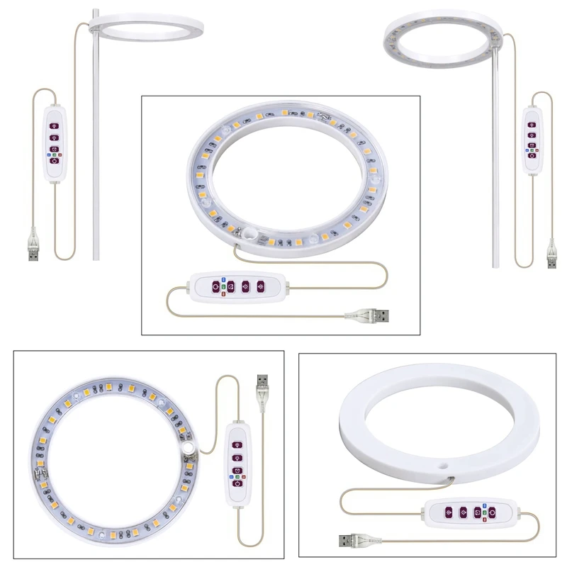 LED Grow Light Full Spectrum Phyto Grow Lamp USB Angel Ring Lamp For Succulents, Flower Plants Growth