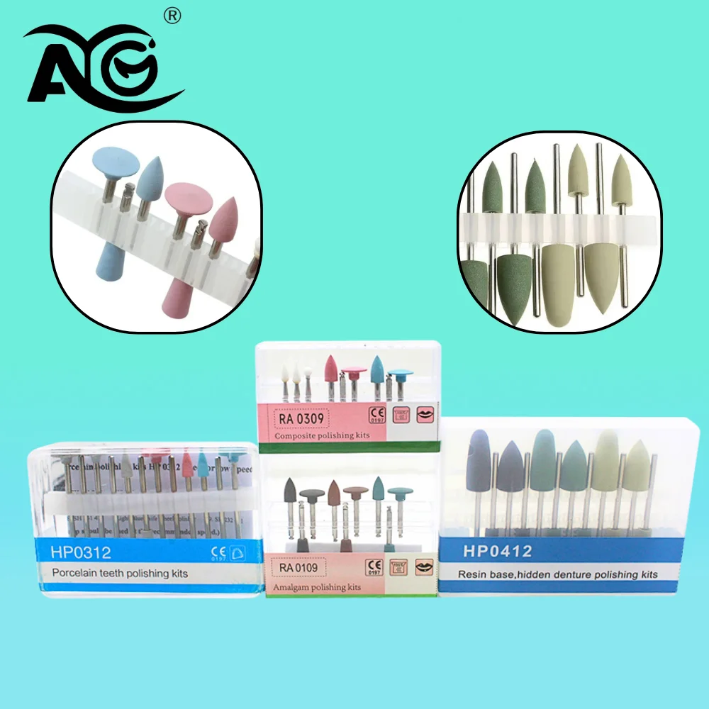 AG Dental Light Curing Polishing Set Dental Resin Base Acrylic Polishing Burs Kit Invisible Denture Polishing Set