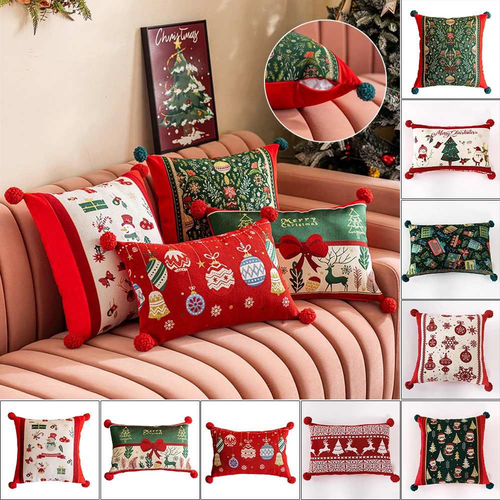 

Christmas Throw Pillow Covers Christmas Tree Elk Decorative Sofa Living Room Pillow Covers 45x45 Soft Cushion Covers 크리스마스 Noël