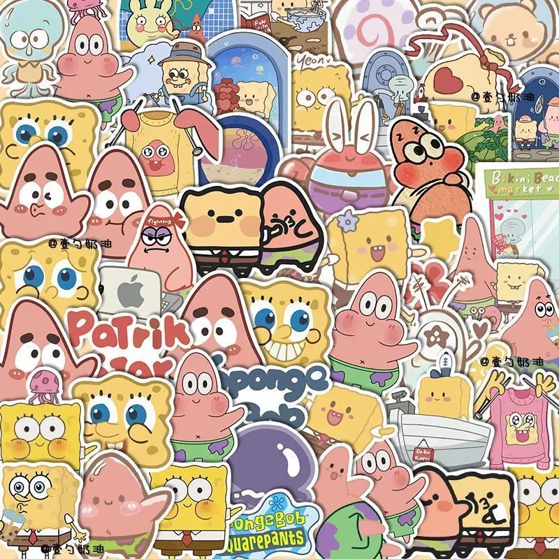 50 sztuk Cartoon śliczne SpongeBob SquarePants Patrick Star naklejki etui na telefon komórkowy Notebook walizka naklejki dekoracyjne hurtownia