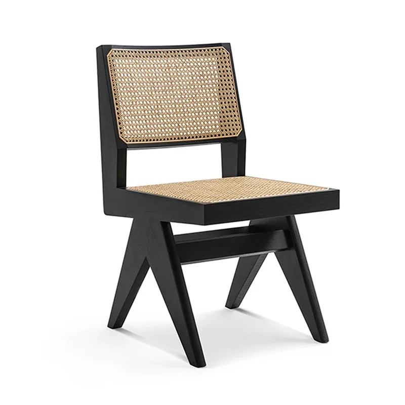 

Dining Solid wood rattan chair ins desk Nordic chair Japanese medieval furniture makeup