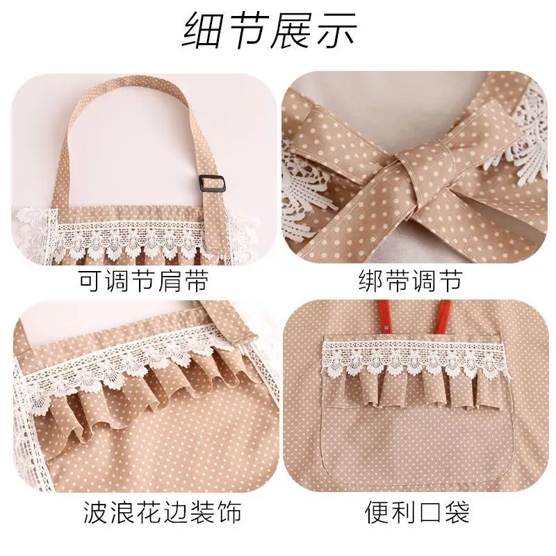 New high-end princess lace apron breathable waterproof kitchen cooking oil-proof apron workwear beauty shop