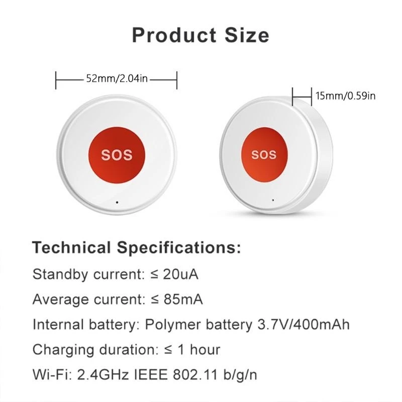 Wireless SOS Alert Device WiFi Call Button Compatibiliteit met thuissysteem