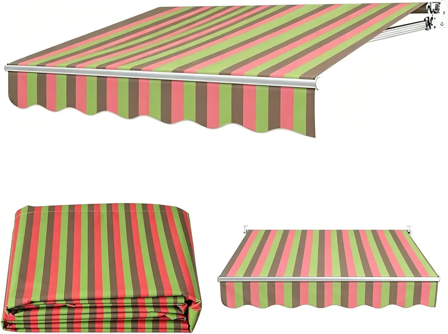 Retractable Awning Fabric Replacement 16' x 10', Sun Shade Shelter 280g/m² Polyester Waterproof Deck Awning Top Canopy for Balco