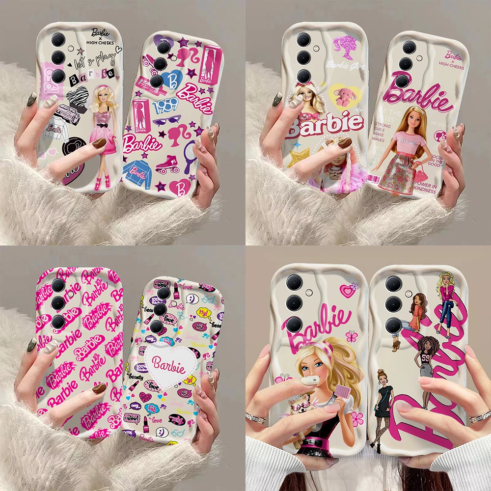 Fashion Cute Girl 3D Wave Case For Samsung A73 A72 A71 A55 A54 A53 A35 A34 A25 A24 A23 A15 A14 A13 A05 A03 4G 5G B-Barbies Cover