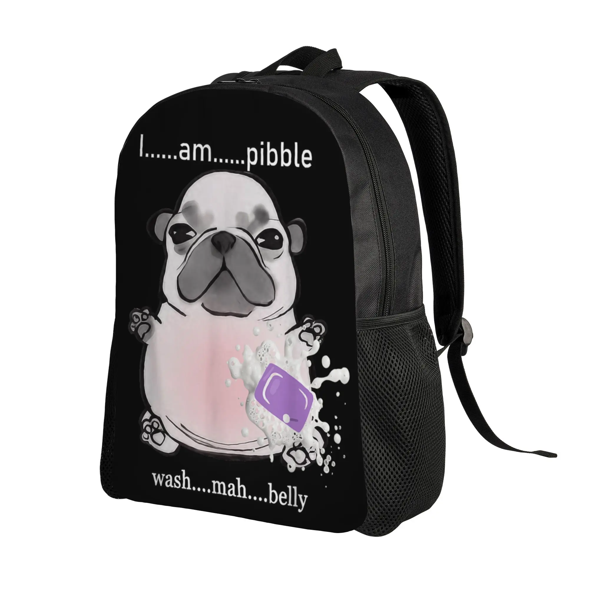 I Am Pibble Wash My Belly Pibble Meme Funny Dog Brainrot Backpack Polyester College Backpacks Print Fun School Bags Rucksack