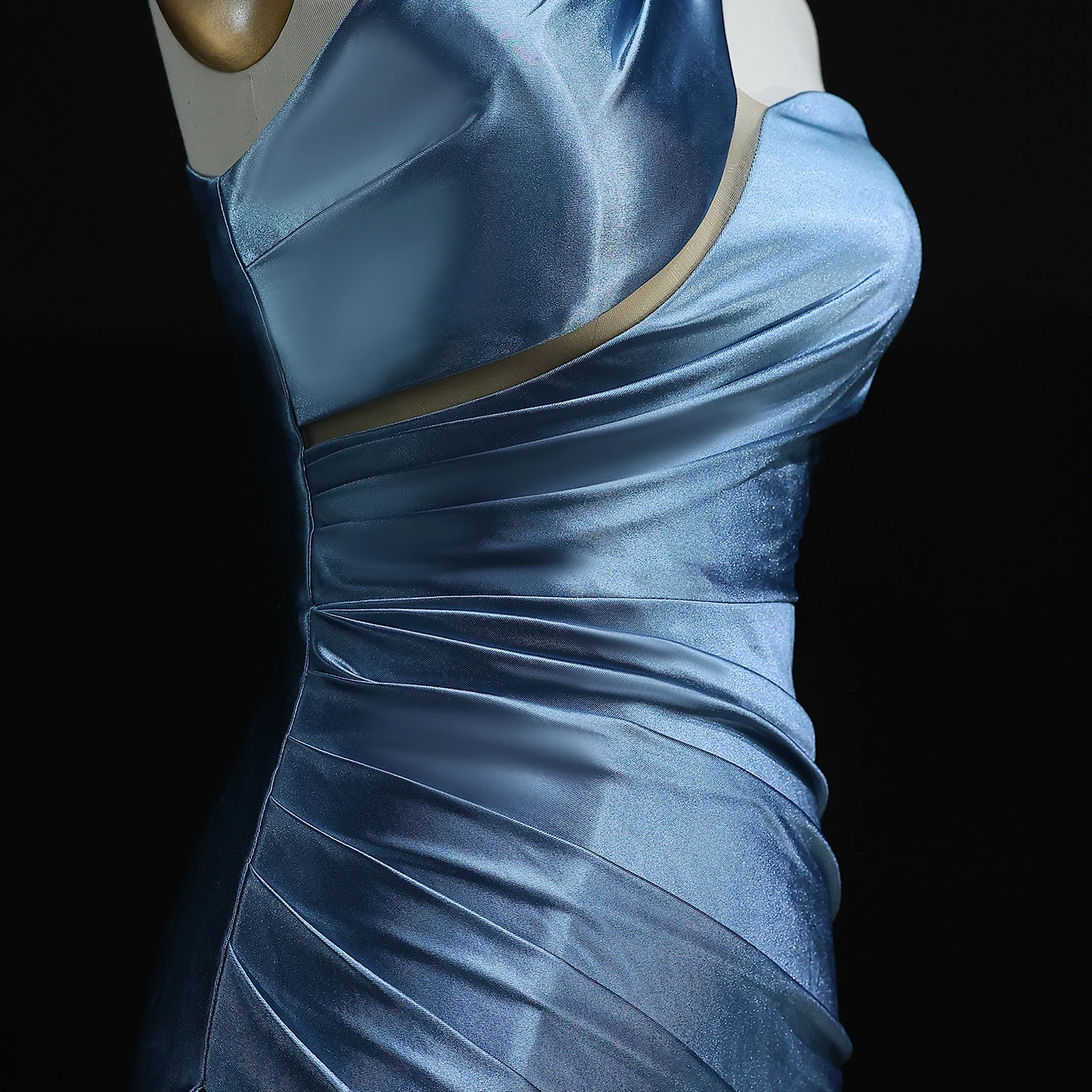 シャロンは言った-セクシーな青いサテンのボールガウン,非対称の裸の肩,人魚の形,スリット付き,イブニングドレス,カスタマイズ,sh201,2025