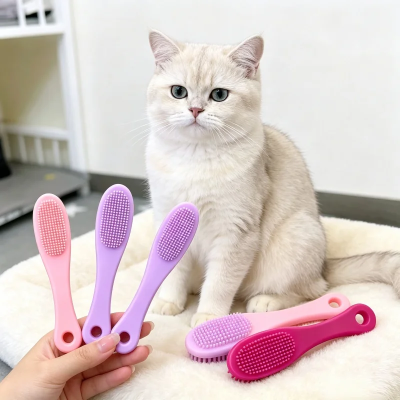 Cat Chin Blackhead Remover Brush Soft Massage Grooming Tool Portable Pet Facial Scrub Brush for Kitten Dog Skin Care
