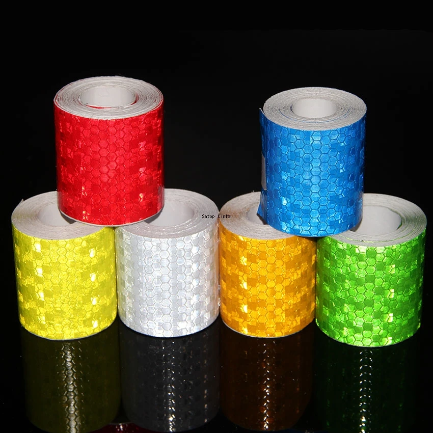 5CM*10M Shiny Reflective Bicycle Tape White Red Fluorescent Yellow Orange Waterproof Reflectors High Vis Conspicuity Car Sticker