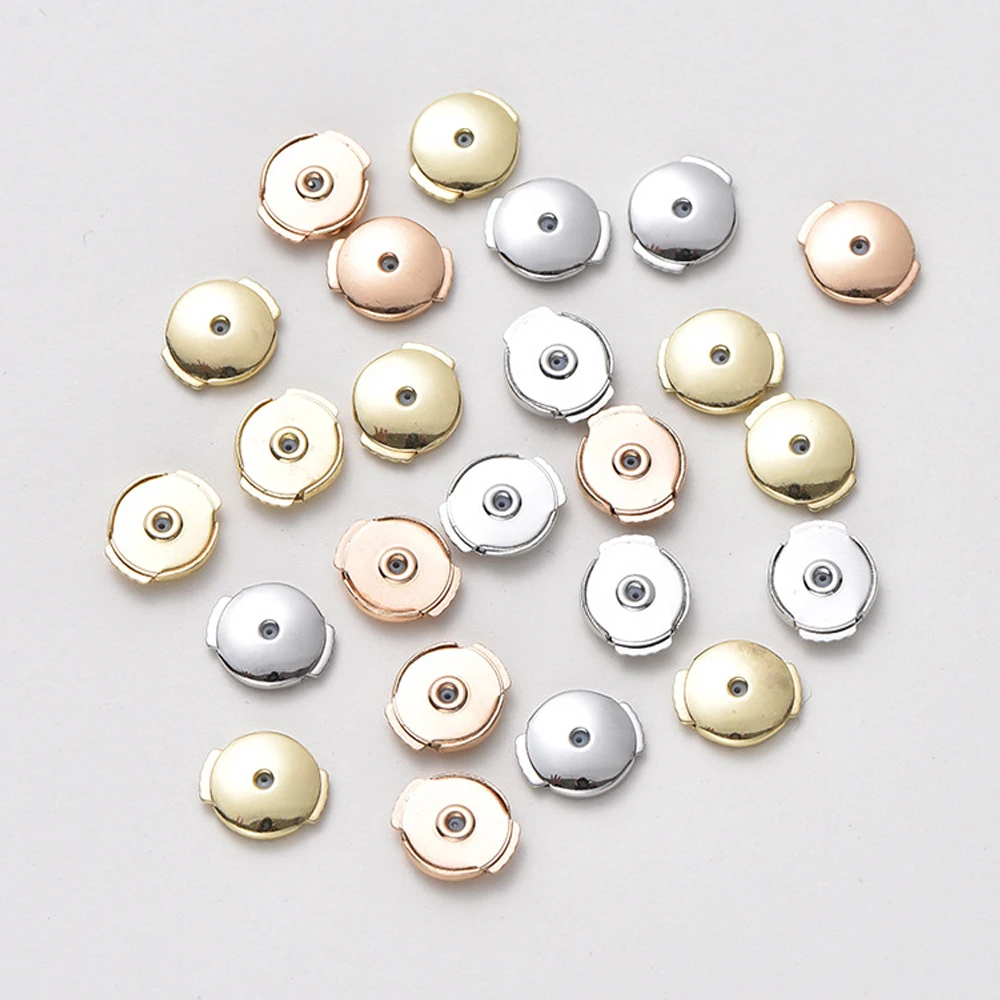 4/8 Stück 18K vergoldete runde Ohrringverschlüsse für DIY-Ohrstecker, Stopper, Schmuckzubehör, Komponenten – Detail 3