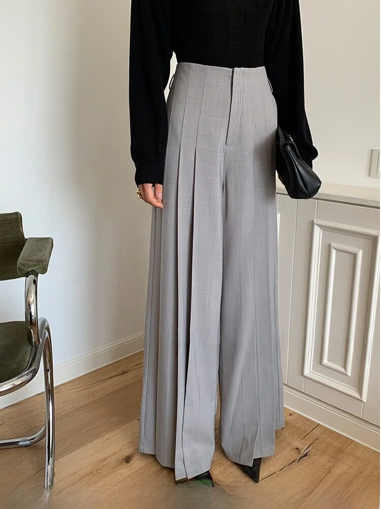 

Брюки-палаццо Alone Savor Dragon Joy Child с высокой талией, из смеси полиэстера и спандекса, с плиссировкой, универсальные повседневные брюки