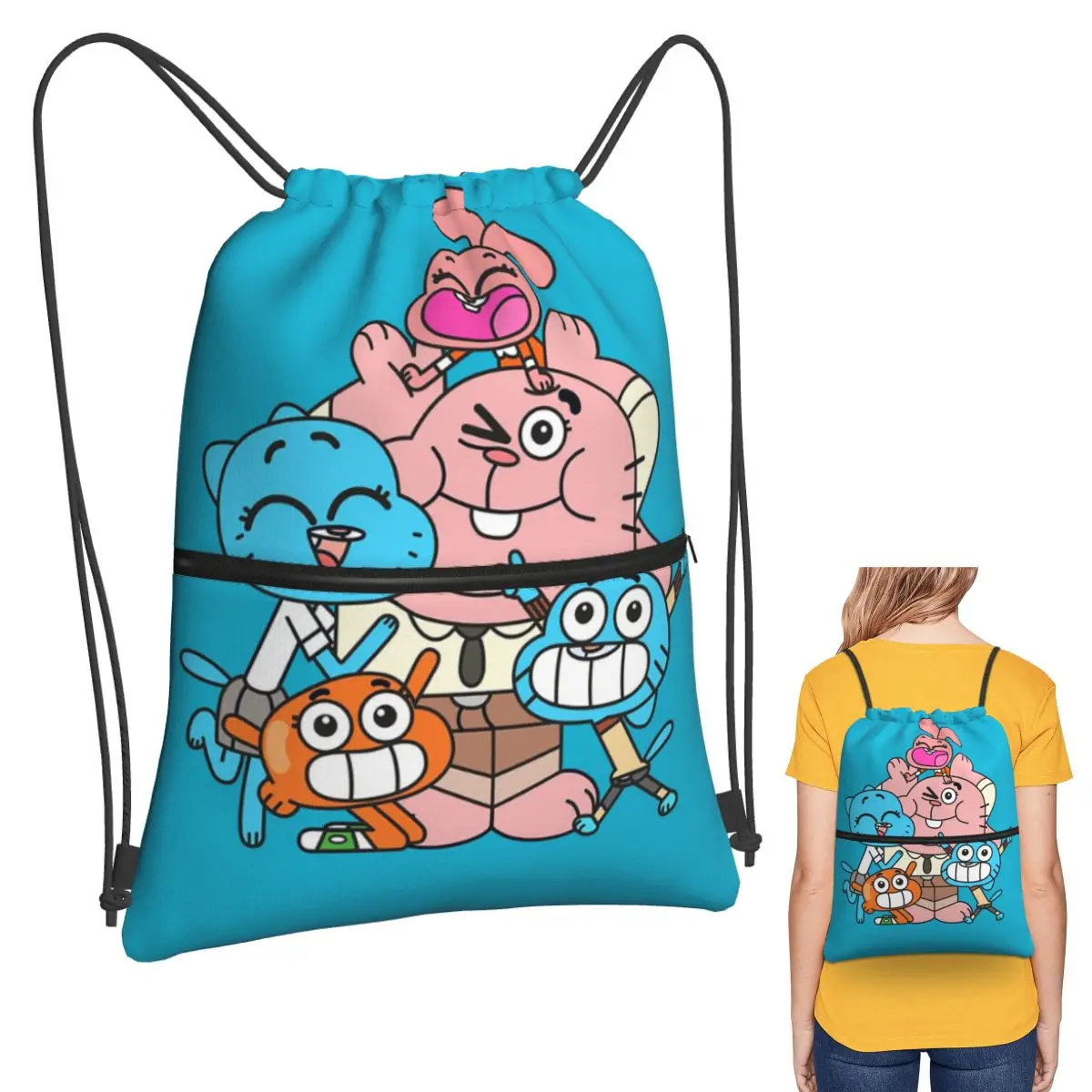 

The Amazing World Of Gumball Backpacks Casual Drawstring Bags Shoes Bag Book Bags for Travel School