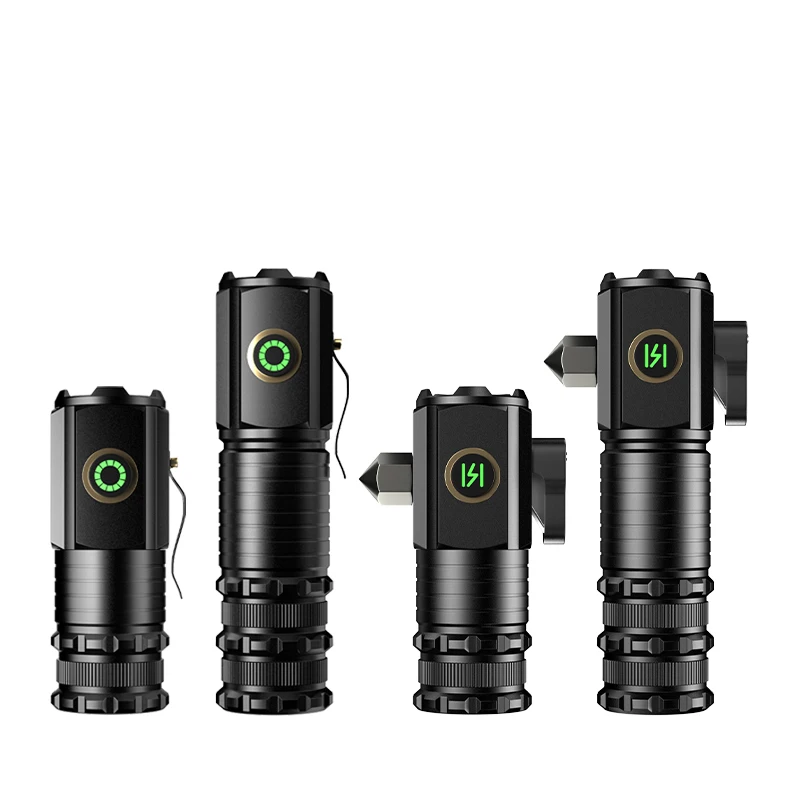 Powerful Mini EDC LED Flashlight 2000LM Super Bright Keychain Light USB Rechargeable Torch Camping Lantern with Power Indicator