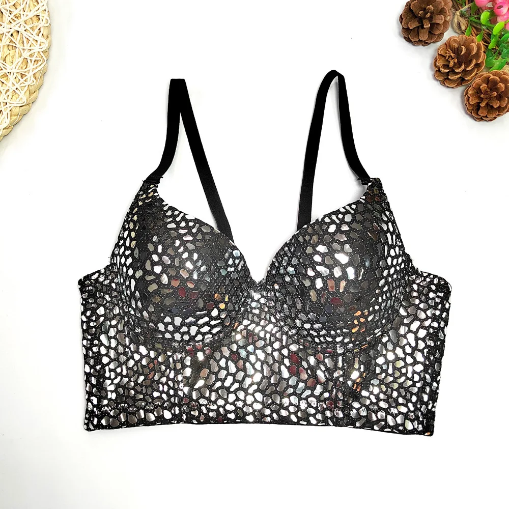 Biustonosz rybia ość na zamówienie do noszenia na zewnątrz, czysta pokusa, klub nocny DS, błyskawiczny, bez ramiączek, ultra krótki, odsłaniający brzuch, do tańca.