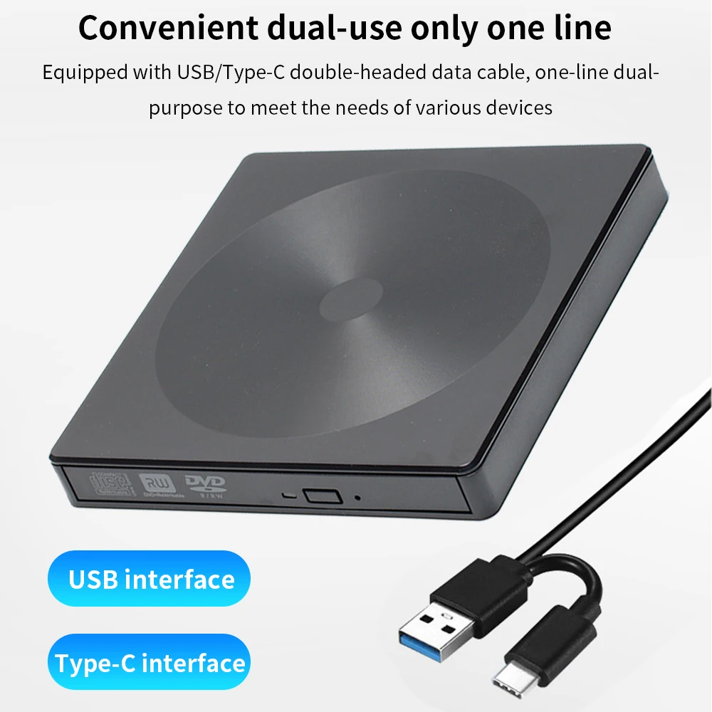 TISHRIC External DVD CD Burner Drive USB 3.0 Type C DVD CD  RW Drive Writer Burner Optical Player PC Laptop Tablet DVD Player