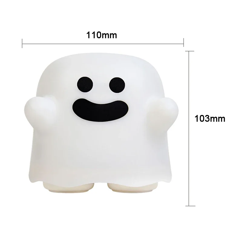 LED Night Lights for Children Bedroom Cute Boo Ghost Silicone Lamp Touch Sensor Dimmable Child Holiday Gift Rechargeable