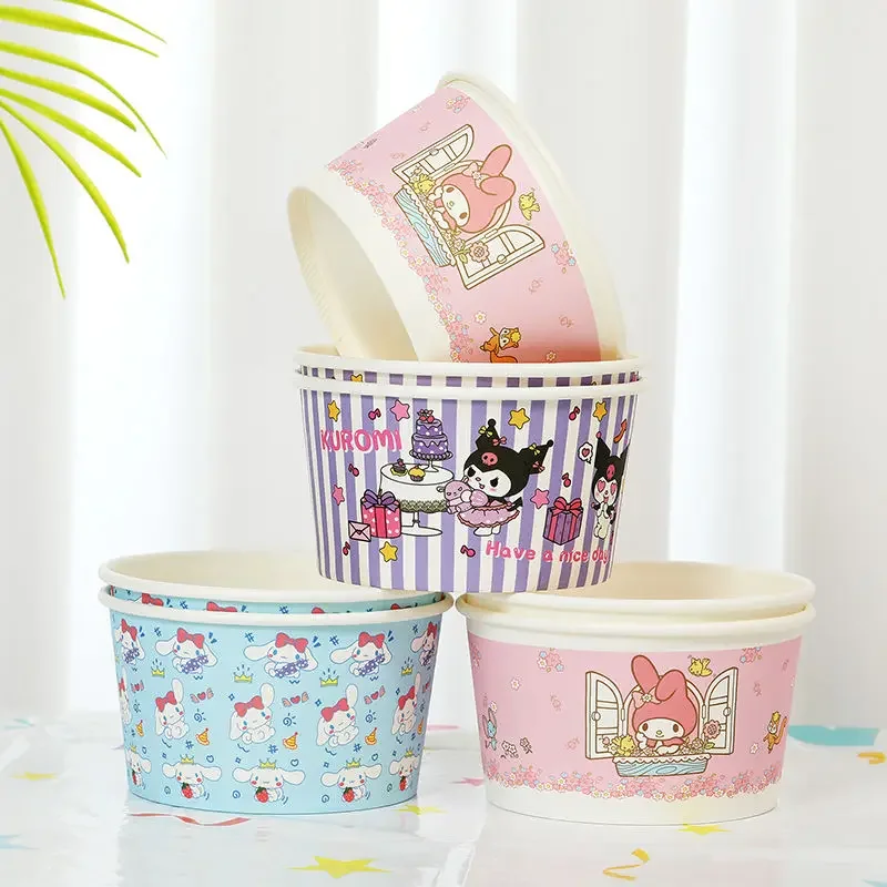 

10pcs Cinnamoroll My Melody MINISO Anime Birthday Cutlery Cute Cartoon Kuromi Ins Disposable Paper Bowl Picnic Box Gifts Toys