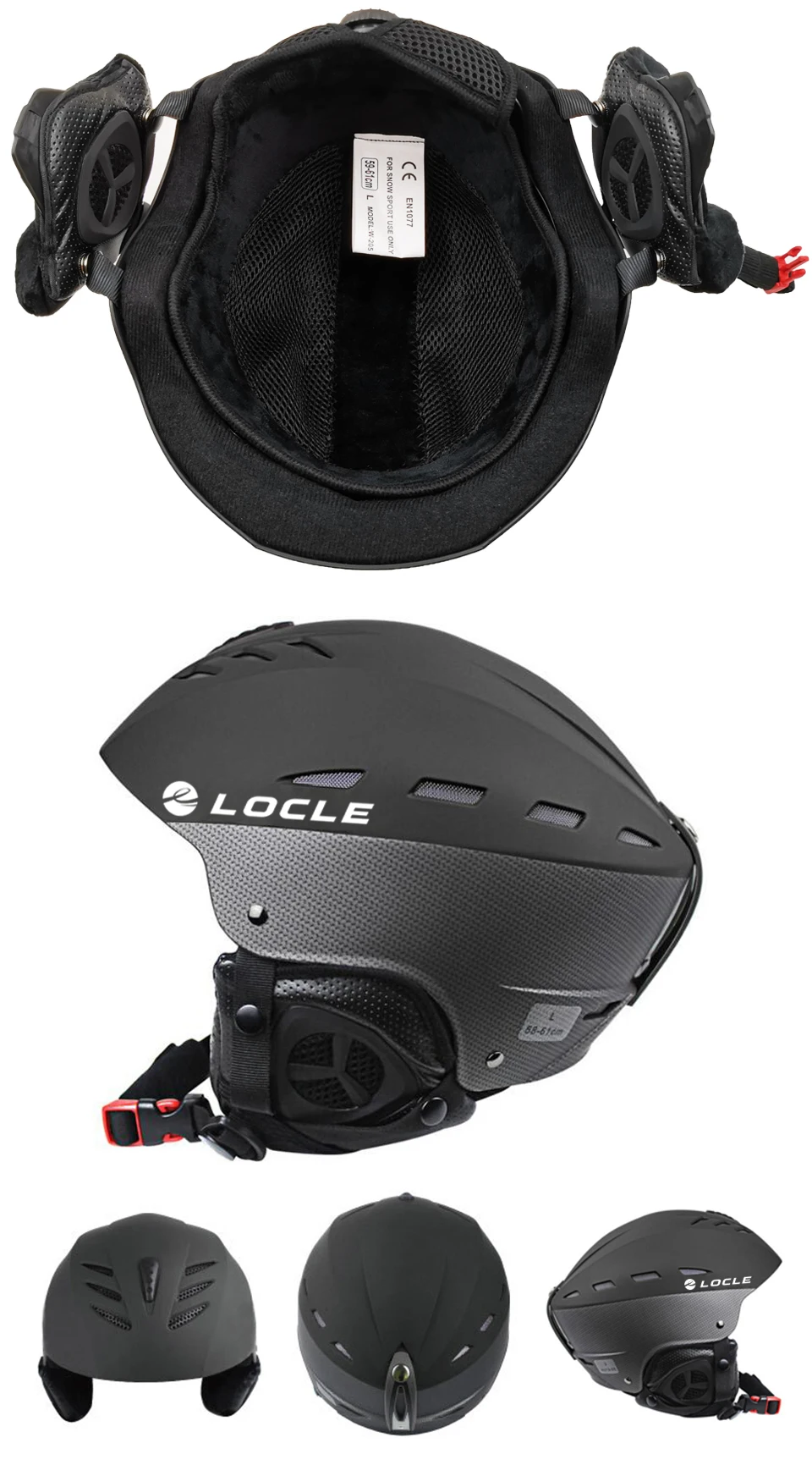 LOCLE Professioneller Skihelm für Herren und Damen, Kinder, Skihelm, Schnee, Skaten, Snowboard, Schneemobil, Skateboard, Größe 52–61 cm – Detail 5