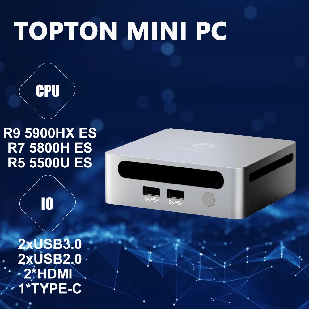 Super Deal Mini PC AMD Ryzen 9 5900HX ES Windows 11 Pro DDR4 3200MHz NVMe SSD Mini PC Gamer Computer da ufficio 3x4K HTPC WiFi6