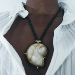 Dvacaman Boho Snail Shell Necklace, Statement Rope Chain Pendant Necklace,Summer Holiday Jewelry Accessories