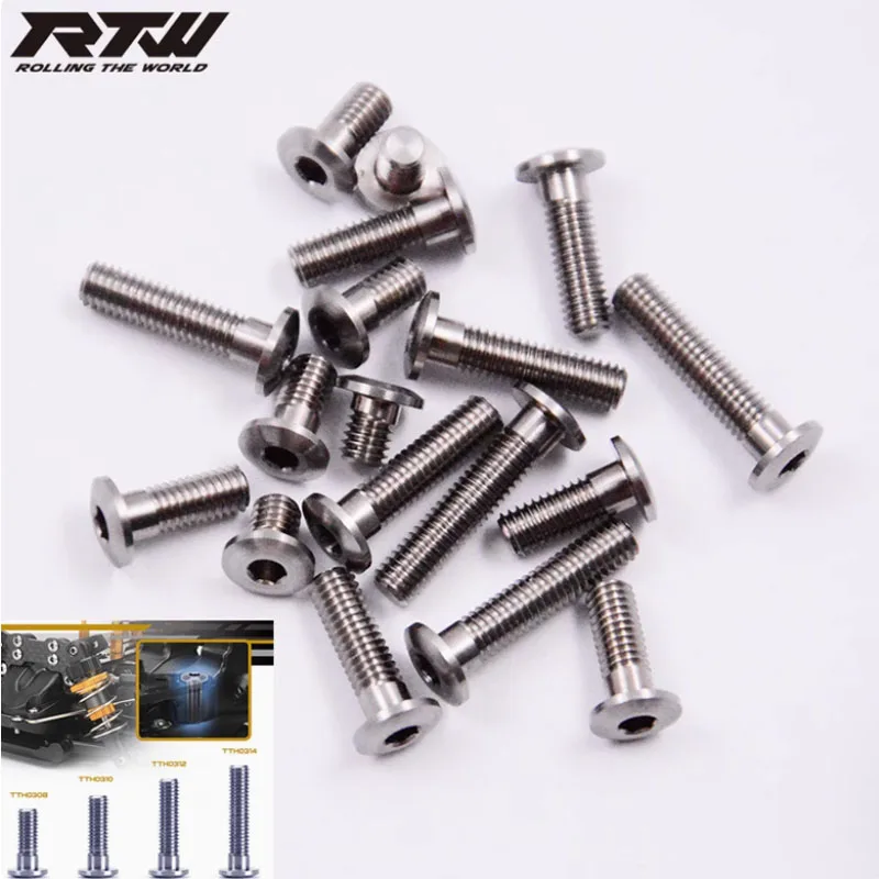 1pcs M3 Titanium Alloy Allen Screws Hex Socket Thin Head Step Screw Flat Round Thread Nail Bolt Rod Total Length — 2