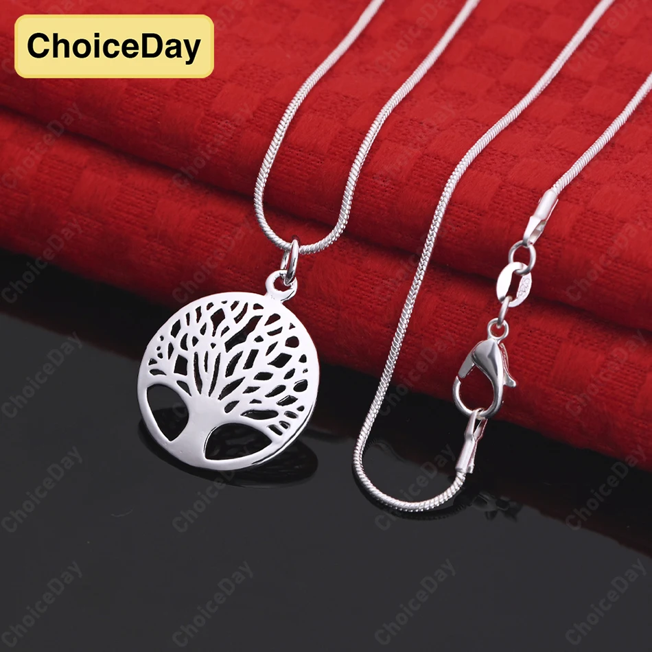 

ChoiceDay Fashion 925 Sterling Silver Delicate Tree Pendant Necklace Women Wedding Jewelry Accessories Party