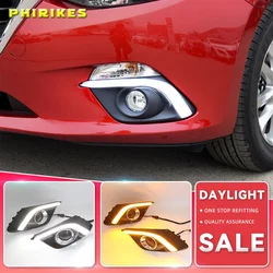 2Pcs DRL For Mazda 3 Mazda3 Axela 2014 2015 2016 LED Daytime Running Lights Daylight Fog lamp with turn signal light