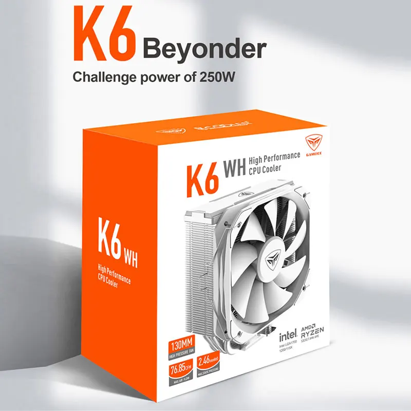 Pccooler k6 Chassis CPU-Kühler 6 Heatpipe 240w tdp hoch effiziente/geräuscharme/hohe Luftkühler unterstützung 1700/am5 Plattform