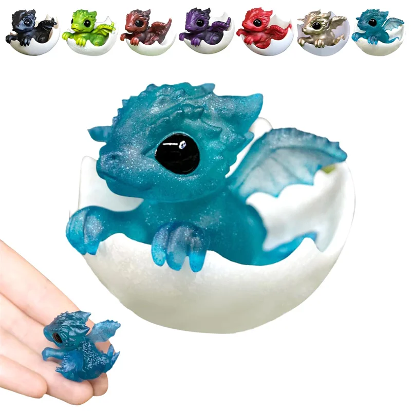 Newborn Dragon In Egg 3D Mini Art Dragon Statue Little Miniature Of Dragon Hatching Dragon Newborn Ocean-Clear Resin