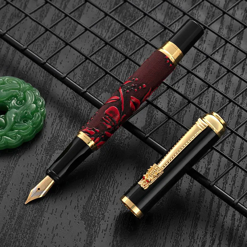 

Металлическая перьевая ручка с текстурой дерева, школьные принадлежности, ручки для студентов и бизнеса, перьевая ручка, канцелярские принадлежности, высокое качество