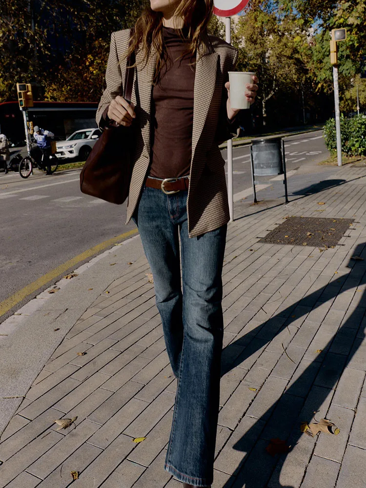 

Winter New Women's Long Sve Turn-down Collar Double-breasted Loose Suit Jaet Versatile Ele Sle Ladies' Outerwear