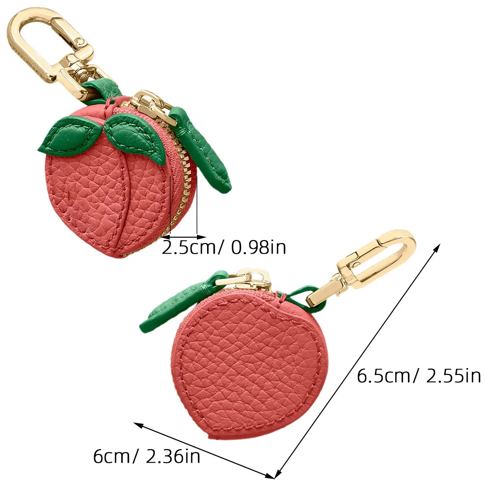الخوخ على شكل عملة المفاتيح لطيف محفظة صغيرة للنساء الفاكهة سحر الحقيبة الفاكهة سحر محفظة نسائية للعملات المعدنية حقيبة محمولة ملحق- #2