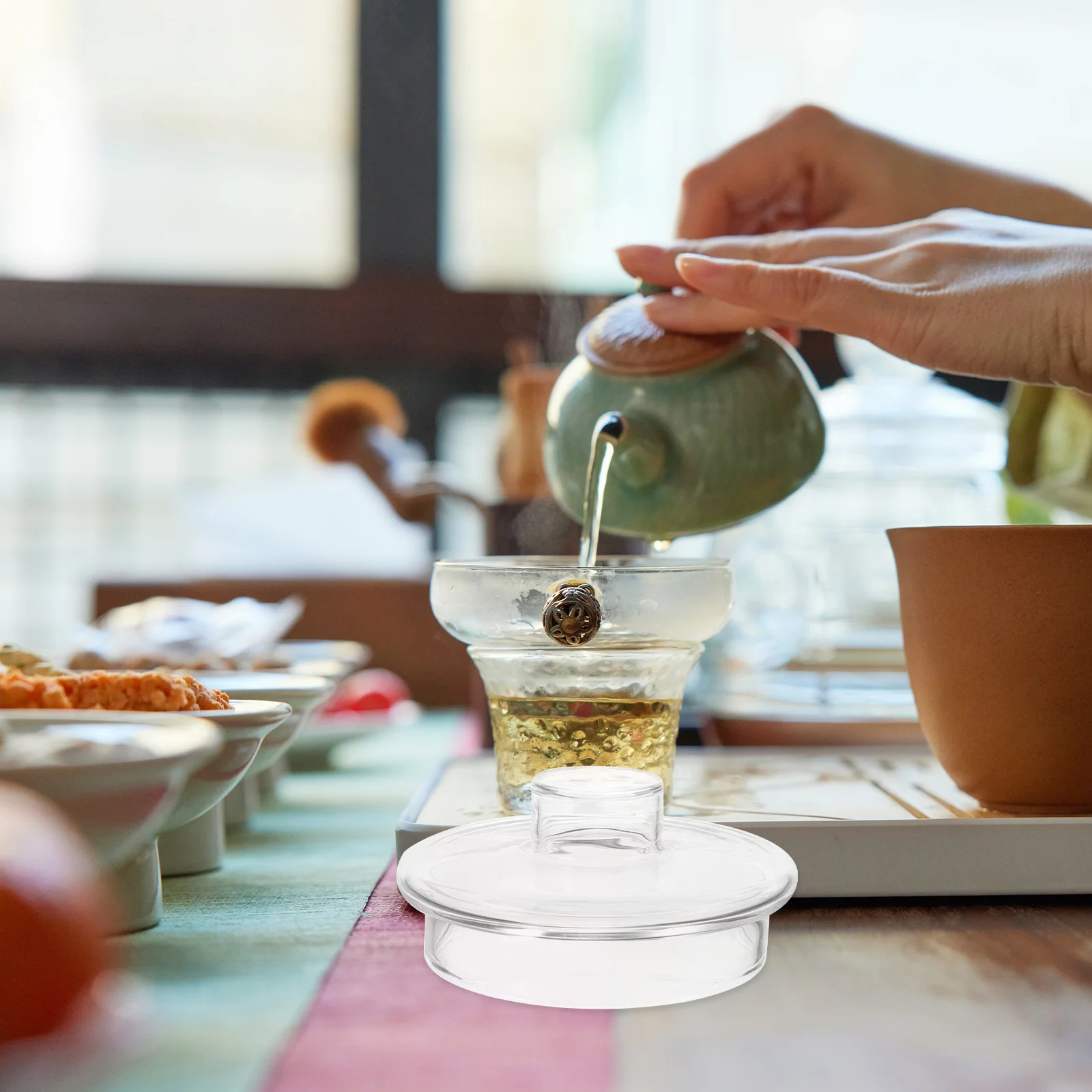 

Teapot Lid Glass Cover Replacement High Borosilicate Heat Resistant Ergonomic Handle Easy Install Remove Home Accessory