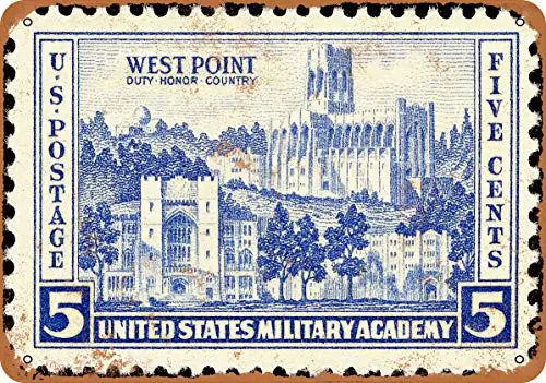 Wall-Color  Metal Sign - 1937 West Point Military Academy Stamp - Vintage Look